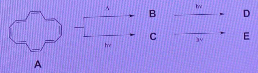 Compound A undergoes a cascade of electrocyclic reactions