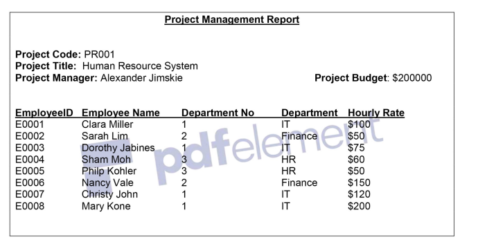 Database Design for Human Resource - Project Management